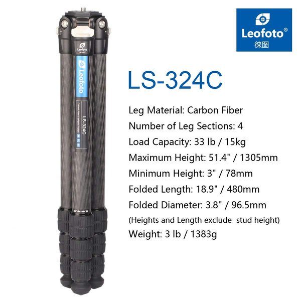 Leofoto LS-324C + LH-40R Tripod carbon 3rd Generation - Image 6