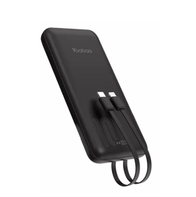 Yoobao LC1 10000mAh Built-in Cable Type-C and Lightning Cable PD20W - Hitam