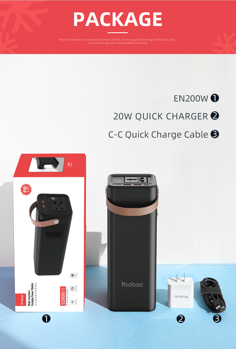 Yoobao EN200W Power Station 52800mAh PD65W Power Bank Outdoor - Image 6