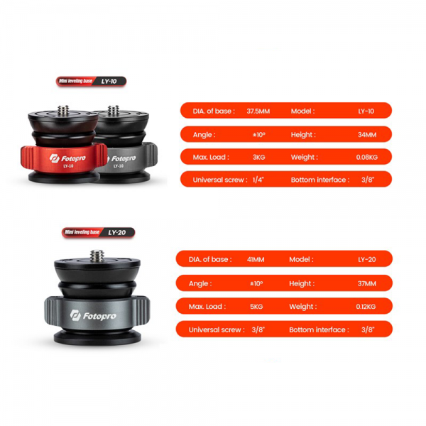 Fotopro LY-20 Mini Quick Leveling Base Tripod Head - Image 4