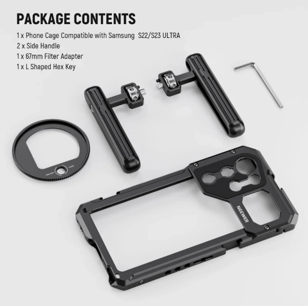 NEEWER PA021 Handheld Cage with Filter Thread Adapter For SAMSUNG S23 Ultra - Image 2