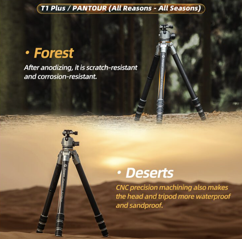 Fotopro T1 Plus T-Track+TH-1M Gray Tripod PANTOUR SERIES - Image 13