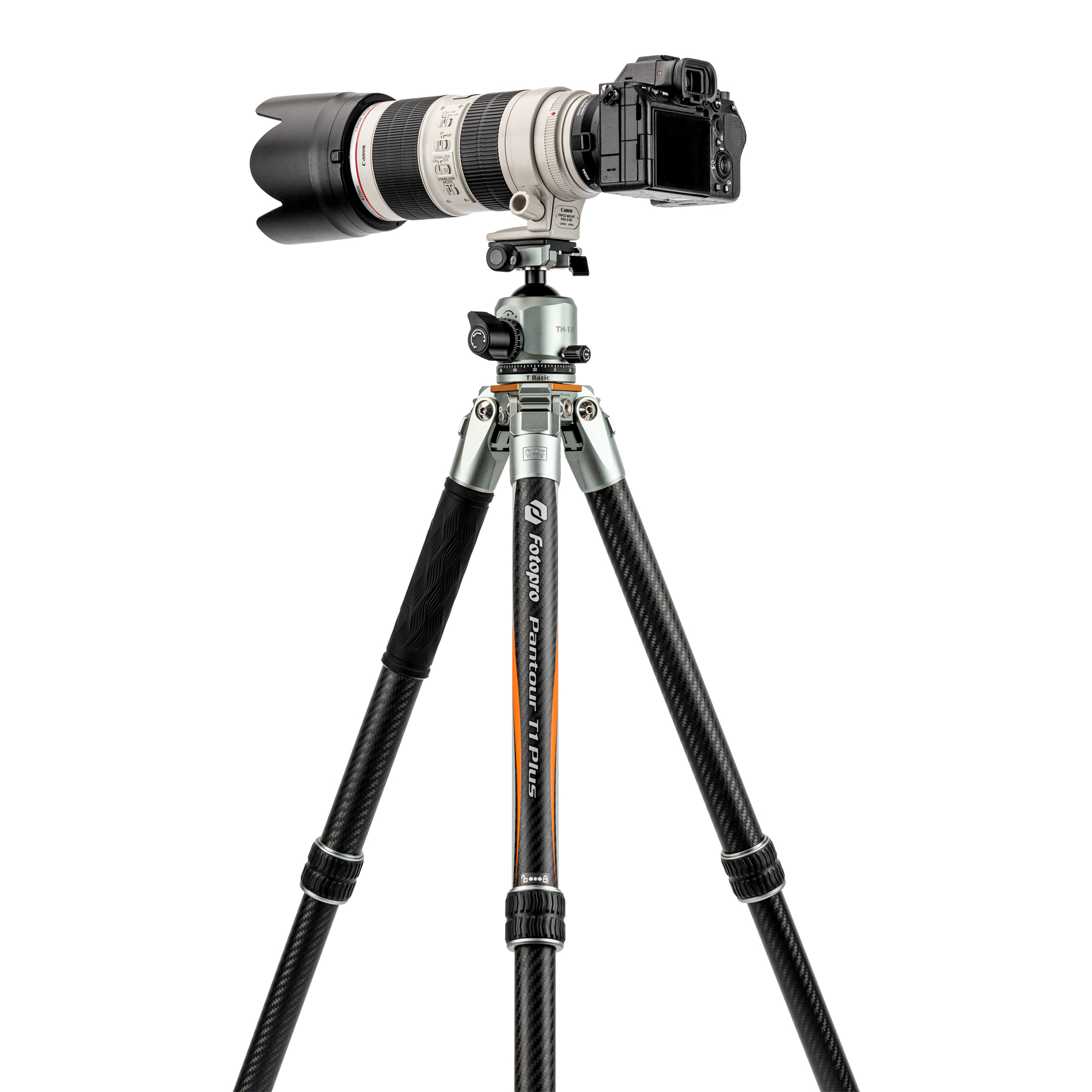 Fotopro T1 Plus T-Track+TH-1M Gray Tripod PANTOUR SERIES - Image 3