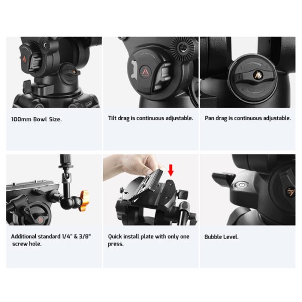 E-Image EH780 PLUS Fluid Head Eimage - Image 4
