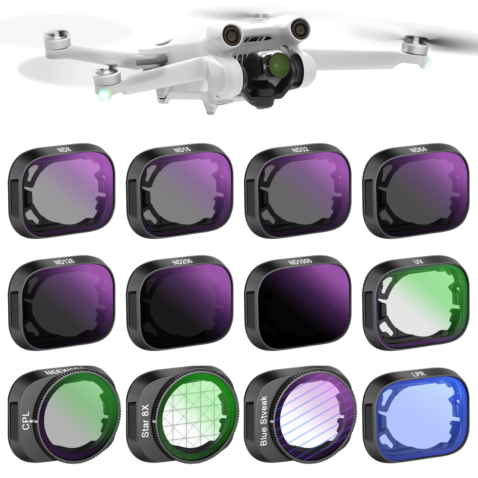 NEEWER Kit ND/UV/CPL/STREAK/LIGHT POLLUTION/8 POINTS Filter Lens For DJI MINI 3 PRO