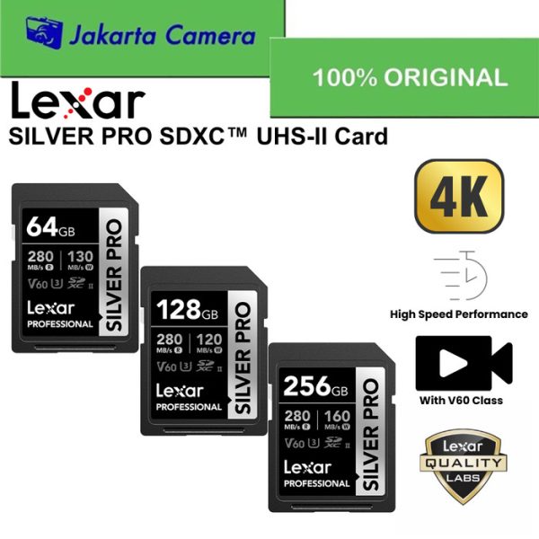 Lexar 64GB 128GB 256GB Professional SDXC SILVER PRO UHS-II Memory Card LSDSIPR